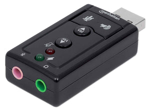 Adaptador de audio MANHATTAN USB 2.0 3D 7.1 Negro