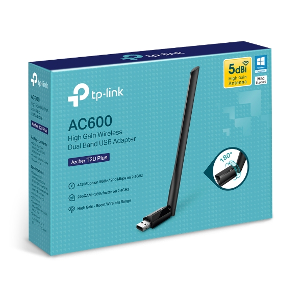 Adaptador de Red TP-LINK USB Inalámbrico  Archer TZU Plus AC600 HIGH GAIN Dual Band