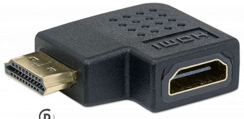 Adaptador MANHATTAN HDMI H M 90° Derecha Negro
